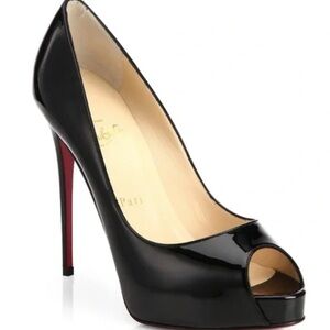 Christian Louboutin Black Leather Peep Toe Pumps 120mm 39.5 Excellent Condition
